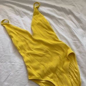 Yellow one piece bathing suit